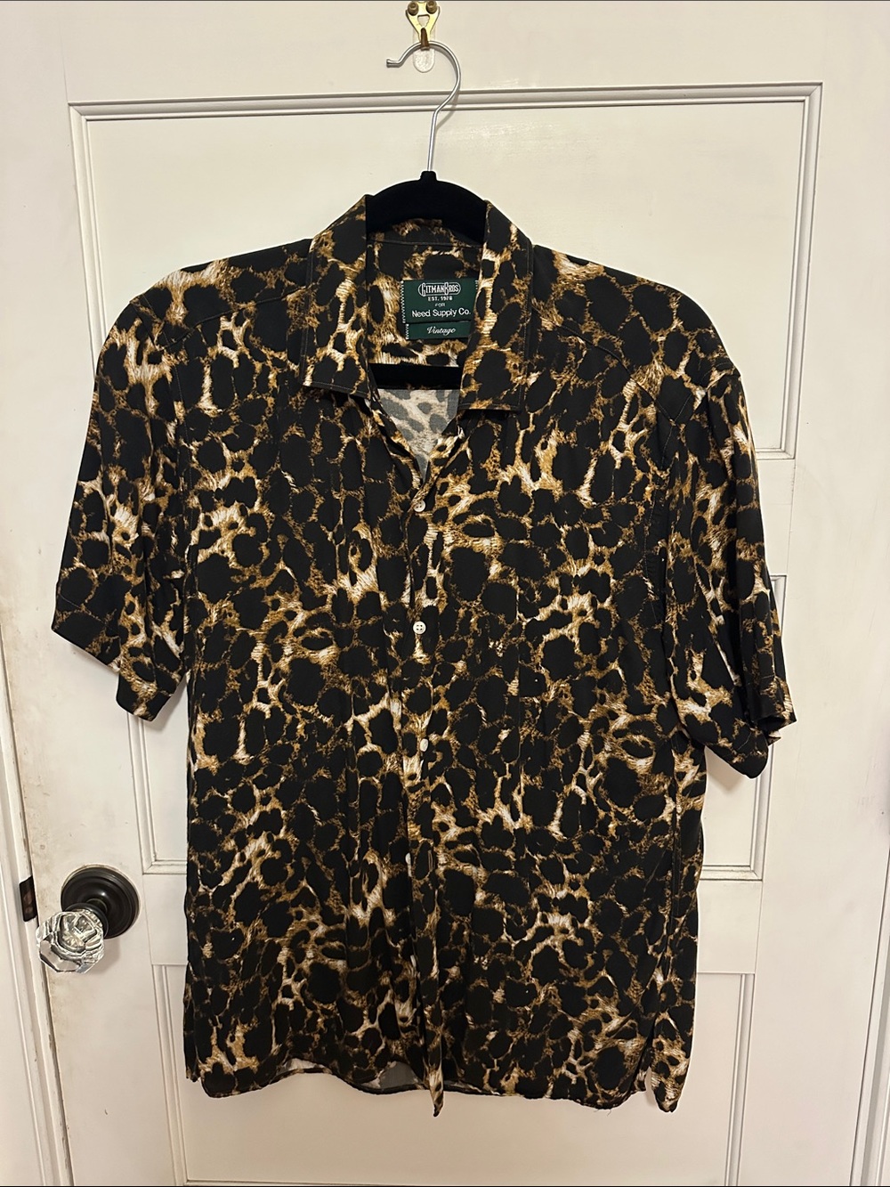 Black & Brown Leopard Print Button-Up Shirt